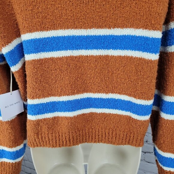 NWT All The Ways Orange Blue Striped Long Sleeve Pullover Sweater Small S - Picture 8 of 12
